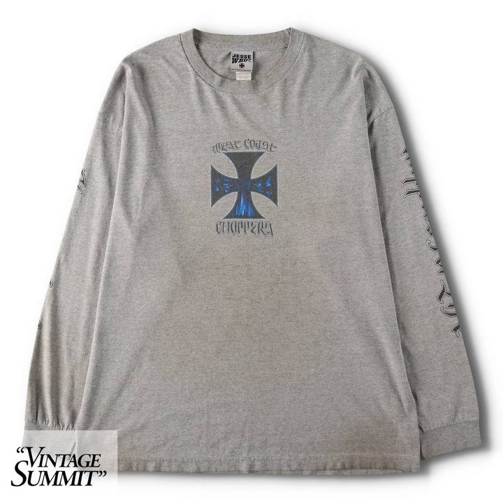 ~2000'S WEST COAST CHOPPERS Motorcycle Long-Sleeve T-Shirt (Men's XL equivalent) cotton gray type Vintage Second Hand