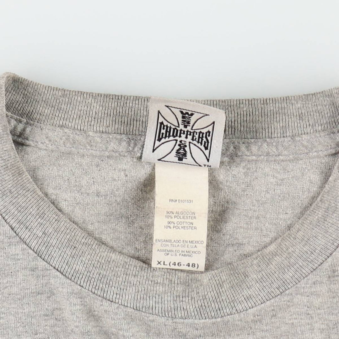 ~2000'S WEST COAST CHOPPERS Motorcycle Long-Sleeve T-Shirt (Men's XL equivalent) cotton gray type Vintage Second Hand