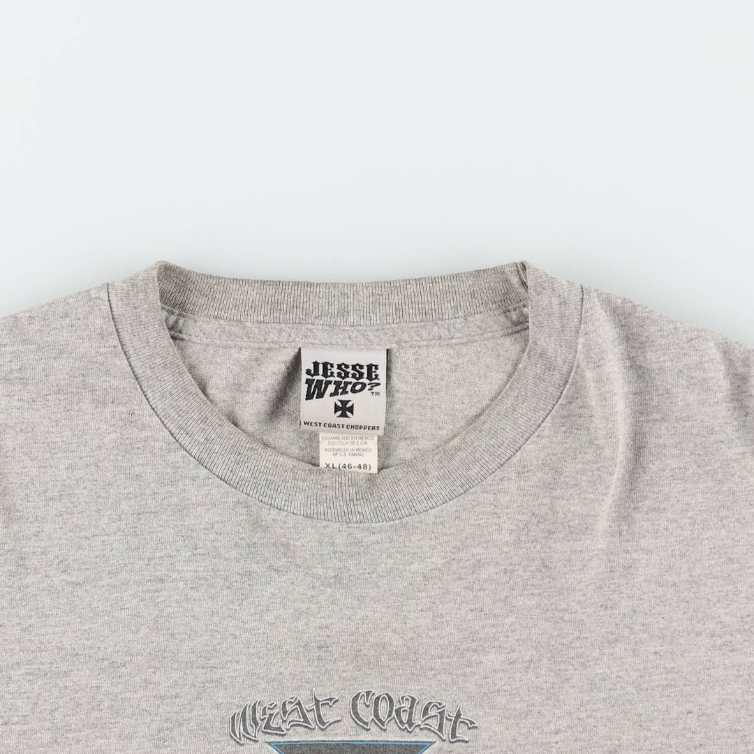 ~2000'S WEST COAST CHOPPERS Motorcycle Long-Sleeve T-Shirt (Men's XL equivalent) cotton gray type Vintage Second Hand