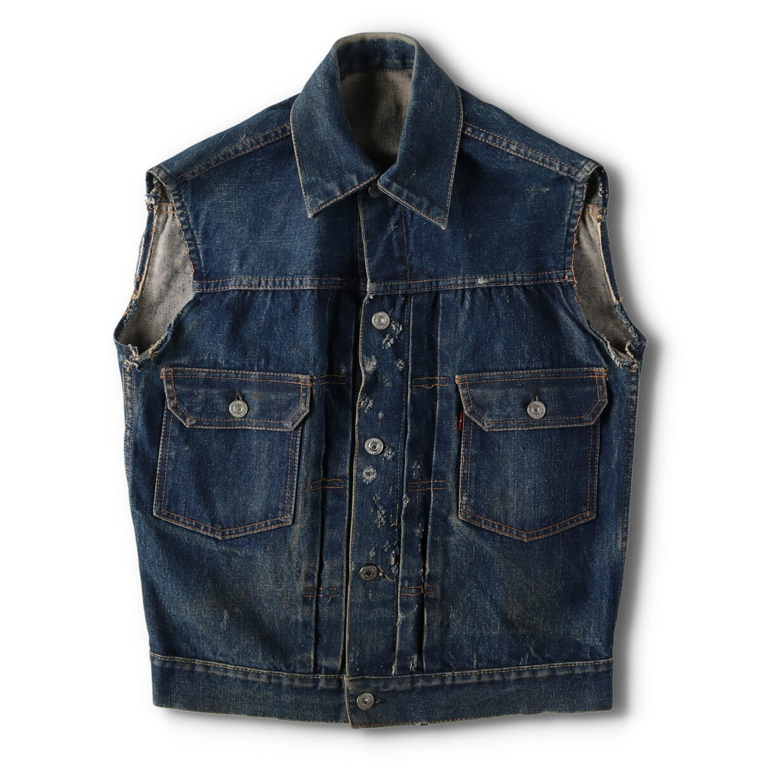 50's Levi's 507XX 2nd Cut-off Denim Vest Men's S Vintage /eva000772