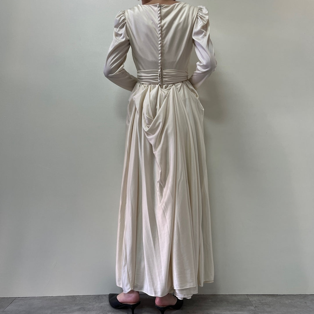 70'S UNKNOWN Wedding Dress, Maxi Length, Long Sleeve, Flared Dress, Women's M, Vintage /eva000782