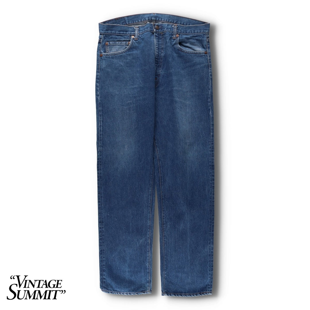 1970'S Levi's 505-0217 Late 66 Model, Button Back, Size 8, Tapered Denim Pants, Men's W37 (approx.), Vintage unclear blue type Vintage Second Hand