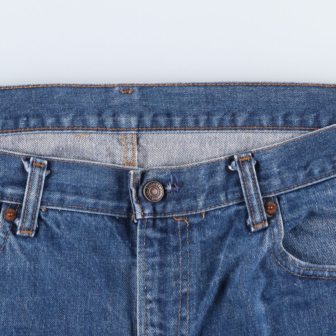 1970'S Levi's 505-0217 Late 66 Model, Button Back, Size 8, Tapered Denim Pants, Men's W37 (approx.), Vintage unclear blue type Vintage Second Hand