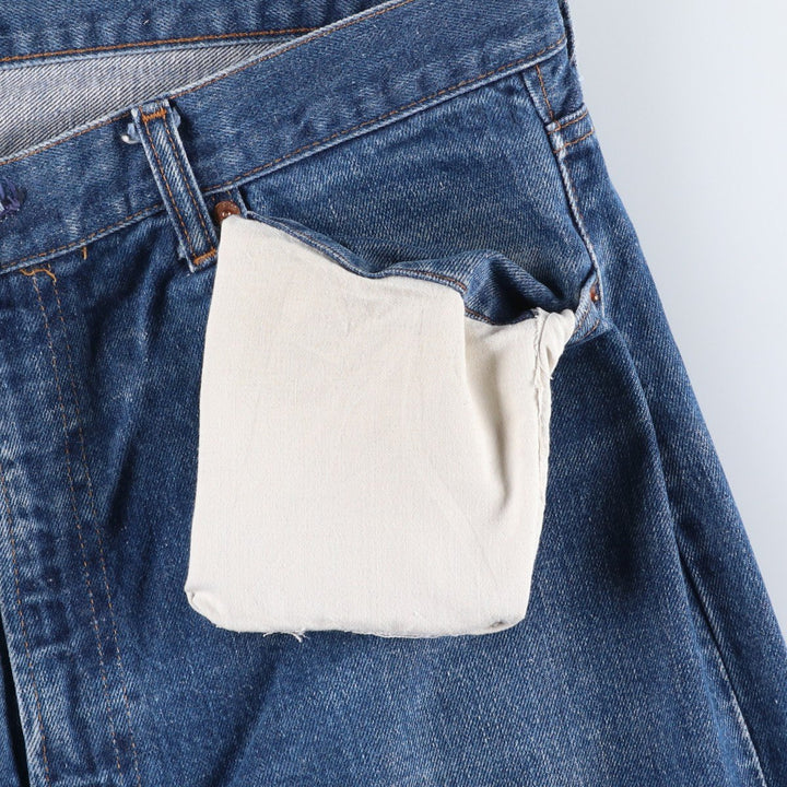 1970'S Levi's 505-0217 Late 66 Model, Button Back, Size 8, Tapered Denim Pants, Men's W37 (approx.), Vintage unclear blue type Vintage Second Hand