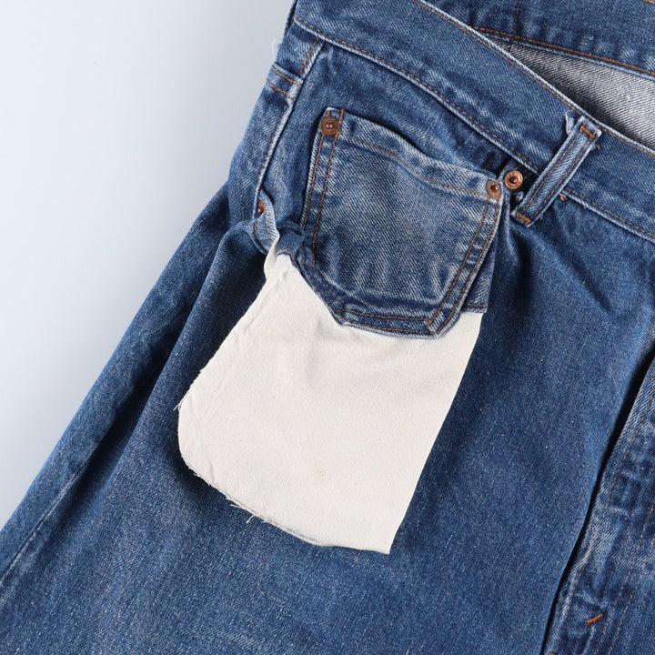 1970'S Levi's 505-0217 Late 66 Model, Button Back, Size 8, Tapered Denim Pants, Men's W37 (approx.), Vintage unclear blue type Vintage Second Hand