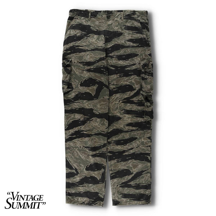 60s-70'S Camouflage Pattern Tiger Stripe Camo Military Cargo Pants, Men's W35 (approx.), Vintage unclear Khaki type Vintage Second Hand