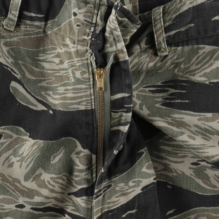 60s-70'S Camouflage Pattern Tiger Stripe Camo Military Cargo Pants, Men's W35 (approx.), Vintage unclear Khaki type Vintage Second Hand