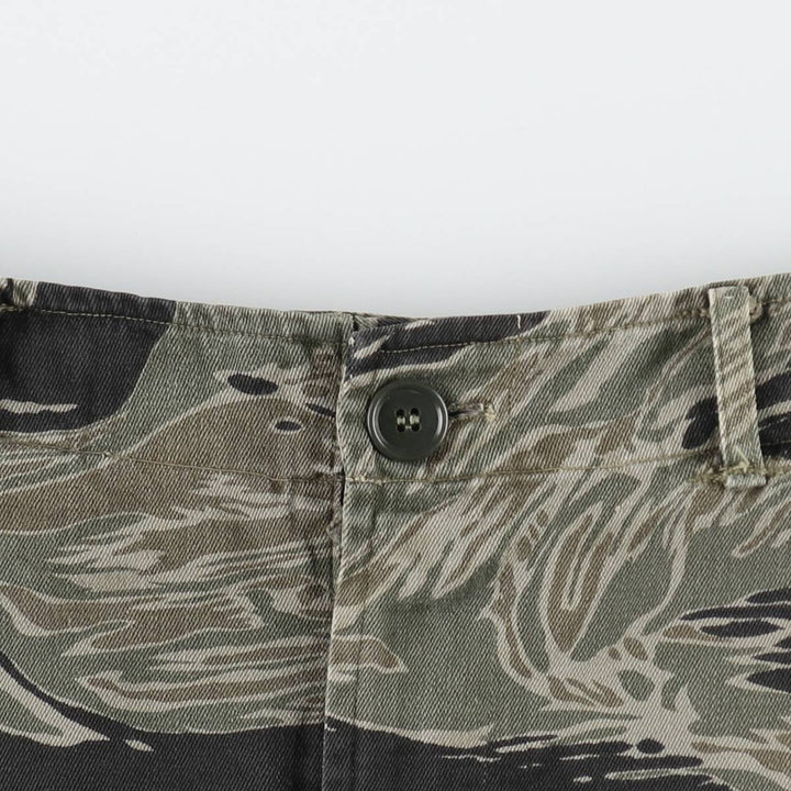 60s-70'S Camouflage Pattern Tiger Stripe Camo Military Cargo Pants, Men's W35 (approx.), Vintage unclear Khaki type Vintage Second Hand