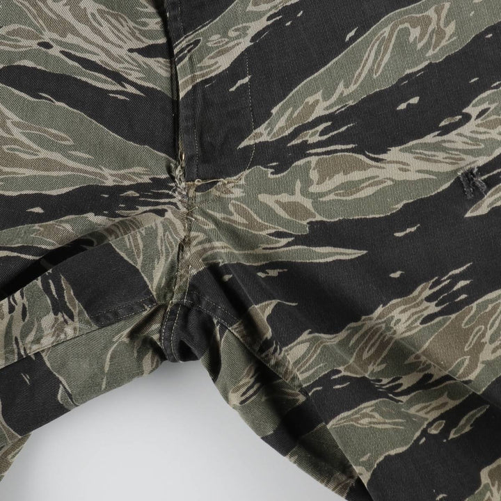 60s-70'S Camouflage Pattern Tiger Stripe Camo Military Cargo Pants, Men's W35 (approx.), Vintage unclear Khaki type Vintage Second Hand
