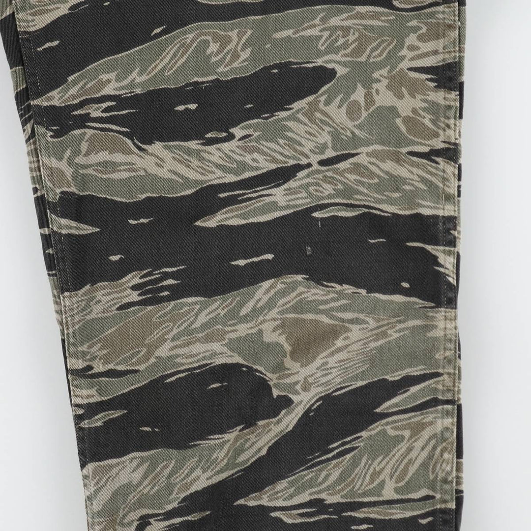 60s-70'S Camouflage Pattern Tiger Stripe Camo Military Cargo Pants, Men's W35 (approx.), Vintage unclear Khaki type Vintage Second Hand