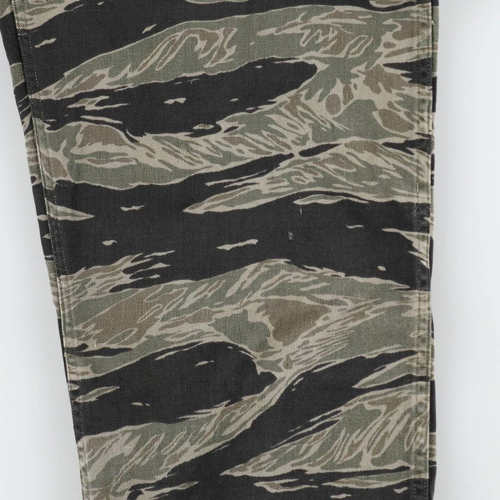 60s-70'S Camouflage Pattern Tiger Stripe Camo Military Cargo Pants, Men's W35 (approx.), Vintage unclear Khaki type Vintage Second Hand
