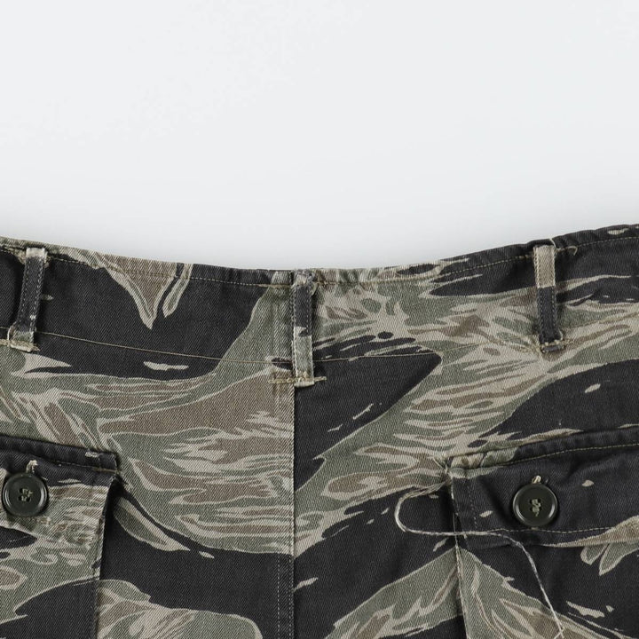 60s-70'S Camouflage Pattern Tiger Stripe Camo Military Cargo Pants, Men's W35 (approx.), Vintage unclear Khaki type Vintage Second Hand