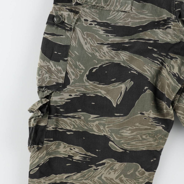60s-70'S Camouflage Pattern Tiger Stripe Camo Military Cargo Pants, Men's W35 (approx.), Vintage unclear Khaki type Vintage Second Hand
