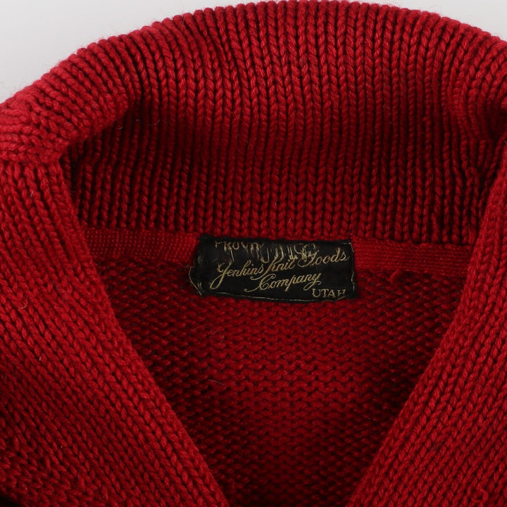 1930s~ Jenkins Knit Goods Company Shawl Collar Wool Knit Cardigan Men's M Vintage /eva000880