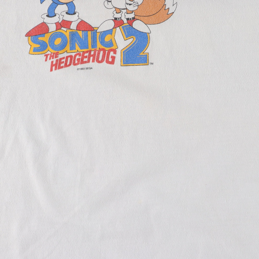 90'S SEGA Sonic the Hedgehog 2 Movie T-shirt Men's L Vintage /eva000980