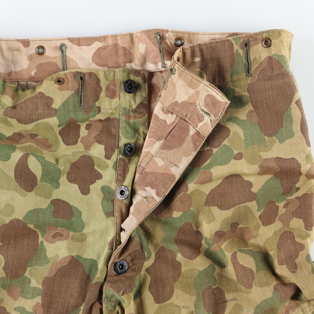 1940'S USMC P-1994 Camouflage Pattern HBT Frogskin Reversible Military Field Pants Made in USA Men's w39 /eva001015