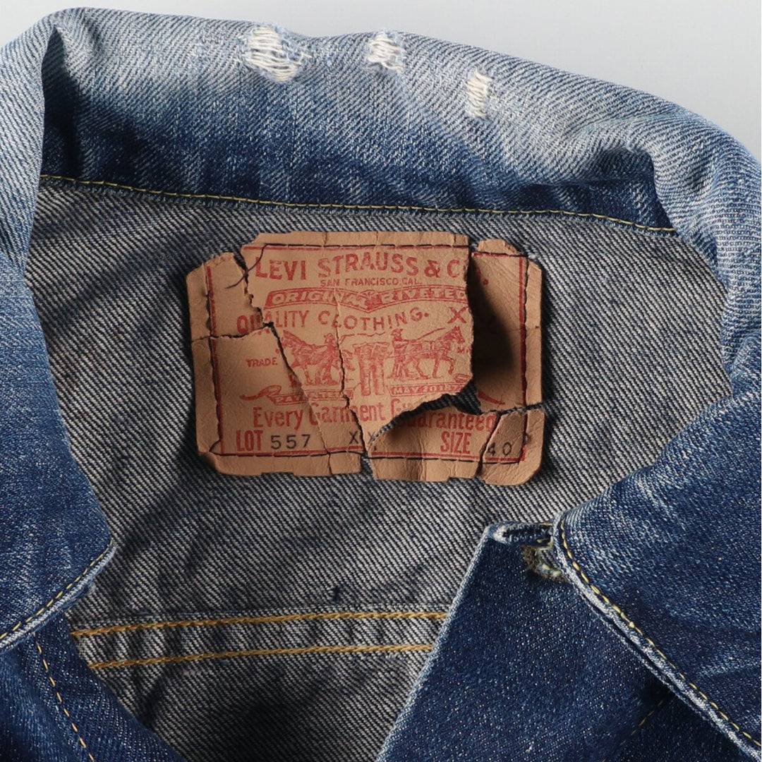 60's Levi's 557XX 3rd Back Painted BIG E Denim Jacket Men's M Size Vintage /eva001072