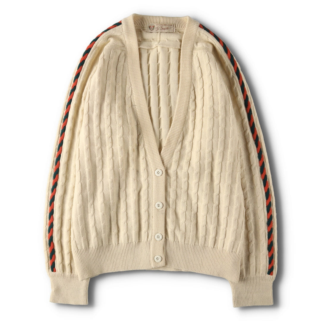 70'S GUCCI Old Gucci Cable Knit Wool Cardigan Made in Italy Women's L Vintage /eva001386