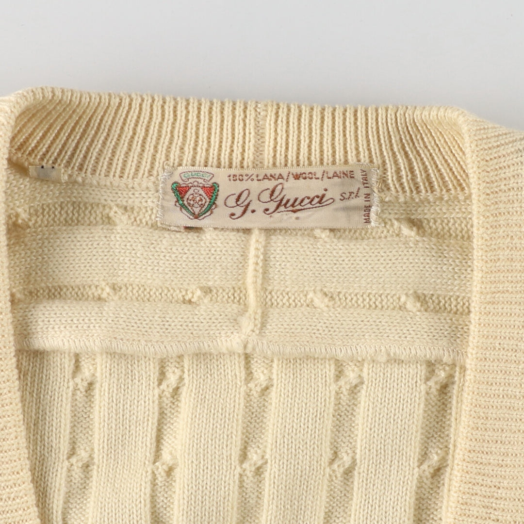 70'S GUCCI Old Gucci Cable Knit Wool Cardigan Made in Italy Women's L Vintage /eva001386