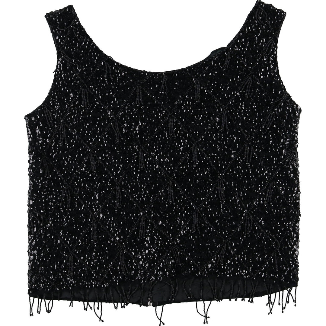 Vintage 50s-60'S Sequin Bead Embroidery Tank Top for Women (Small) /eva001395