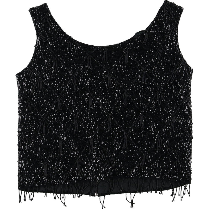 Vintage 50s-60'S Sequin Bead Embroidery Tank Top for Women (Small) /eva001395