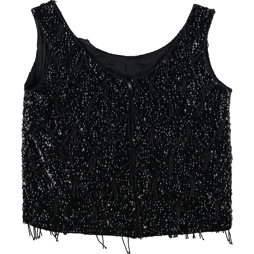 Vintage 50s-60'S Sequin Bead Embroidery Tank Top for Women (Small) /eva001395
