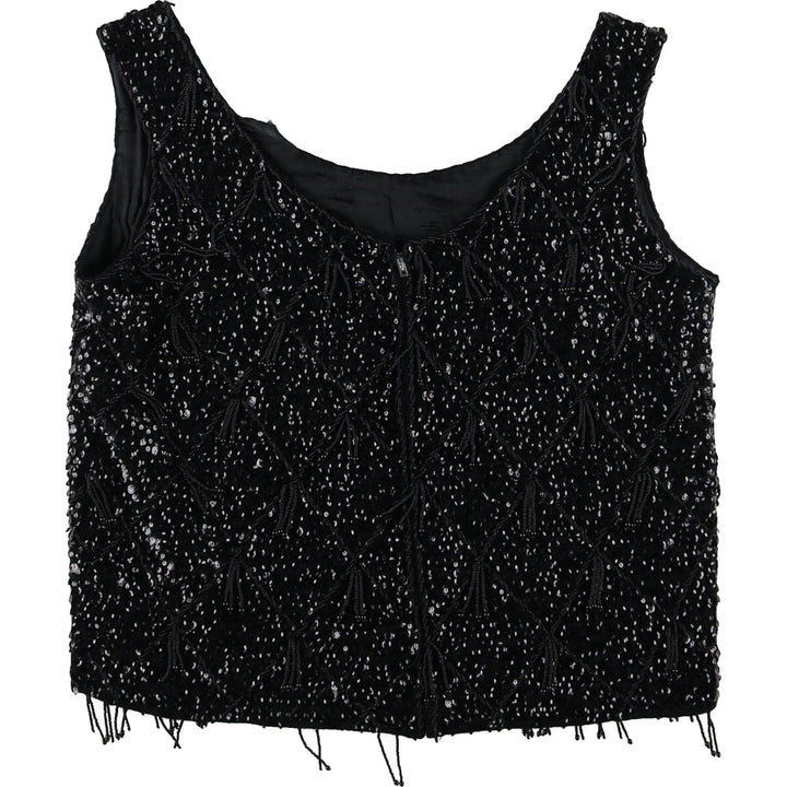 Vintage 50s-60'S Sequin Bead Embroidery Tank Top for Women (Small) /eva001395