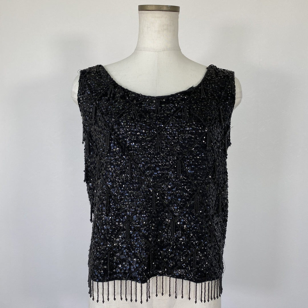 Vintage 50s-60'S Sequin Bead Embroidery Tank Top for Women (Small) /eva001395