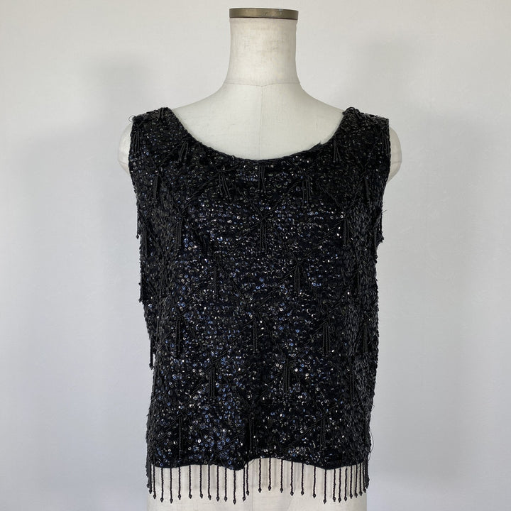 Vintage 50s-60'S Sequin Bead Embroidery Tank Top for Women (Small) /eva001395