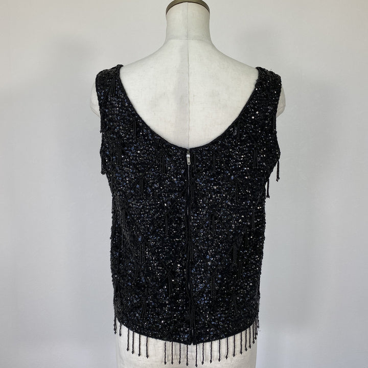 Vintage 50s-60'S Sequin Bead Embroidery Tank Top for Women (Small) /eva001395