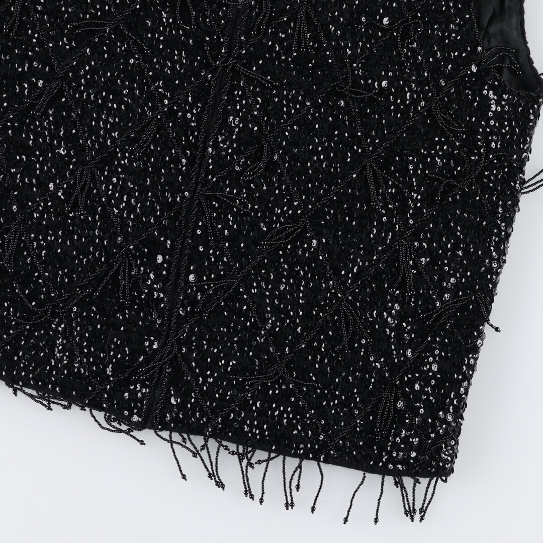 Vintage 50s-60'S Sequin Bead Embroidery Tank Top for Women (Small) /eva001395