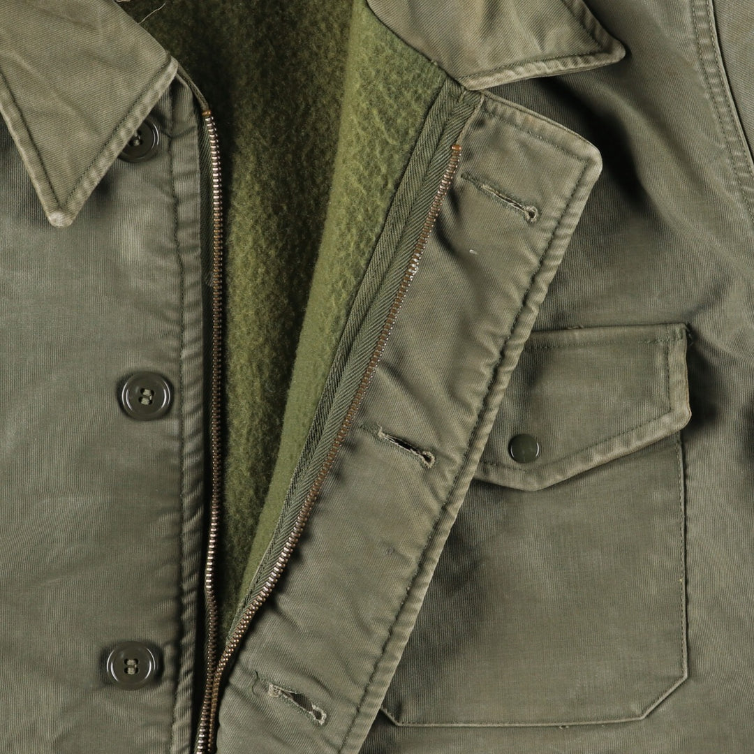 1960'S US military genuine early model A-2 Jungle Cloth military deck jacket made in USA LARGE (42-44) equivalent to men's L Vintage unclear Khaki type sage green Vintage Second Hand