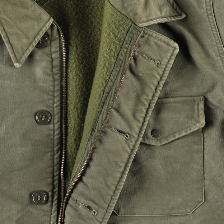 1960'S US military genuine early model A-2 Jungle Cloth military deck jacket made in USA LARGE (42-44) equivalent to men's L Vintage unclear Khaki type sage green Vintage Second Hand