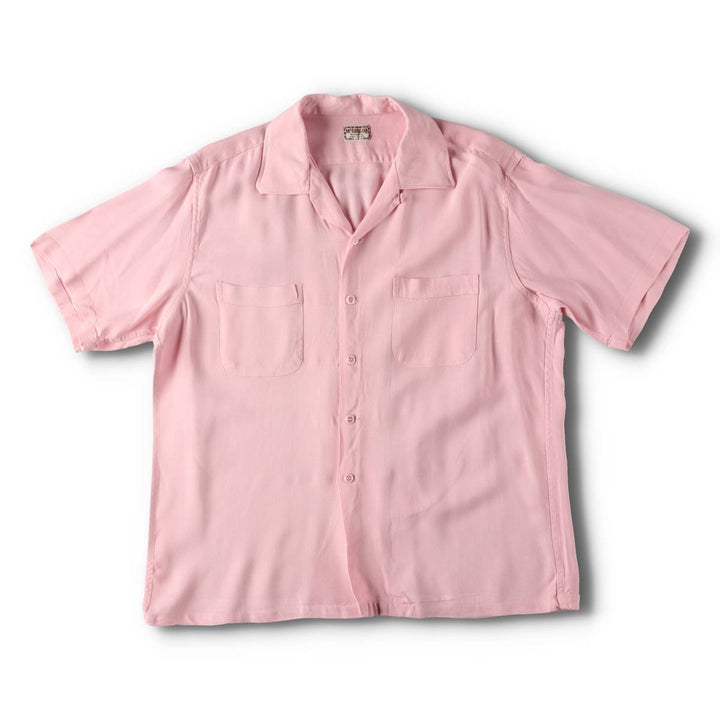 50s-60'S McGREGOR short sleeve open collar linen shirt box shirt made in USA men's size L vintage unclear pink type Vintage Second Hand