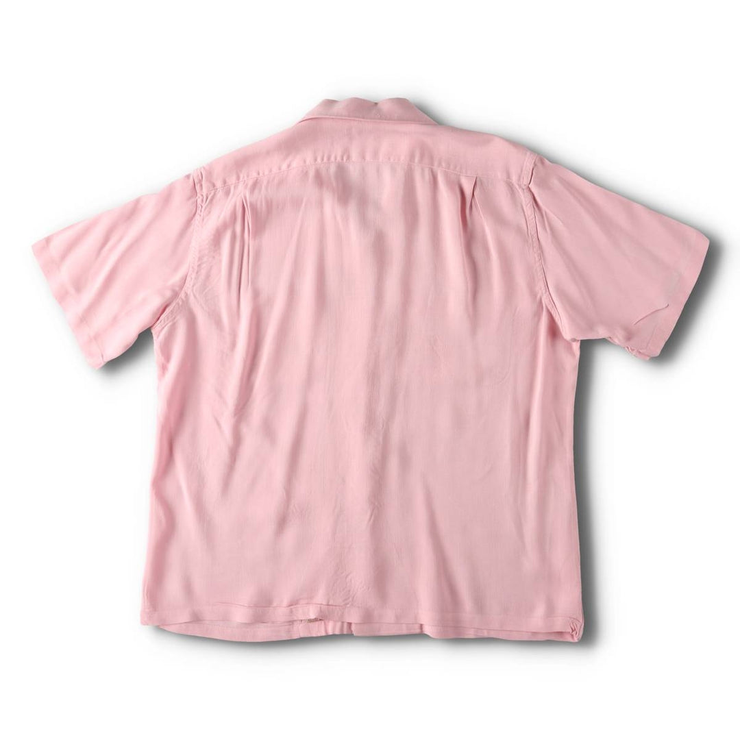 50s-60'S McGREGOR short sleeve open collar linen shirt box shirt made in USA men's size L vintage unclear pink type Vintage Second Hand