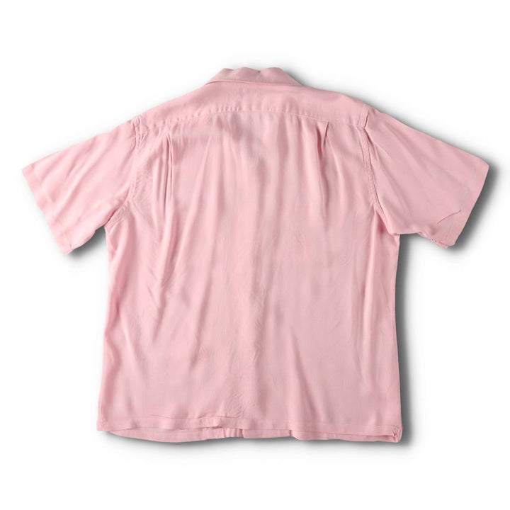 50s-60'S McGREGOR short sleeve open collar linen shirt box shirt made in USA men's size L vintage unclear pink type Vintage Second Hand