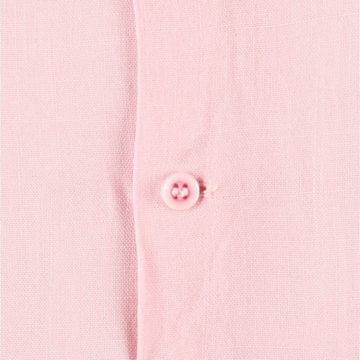 50s-60'S McGREGOR short sleeve open collar linen shirt box shirt made in USA men's size L vintage unclear pink type Vintage Second Hand