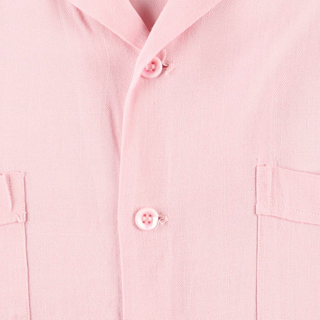 50s-60'S McGREGOR short sleeve open collar linen shirt box shirt made in USA men's size L vintage unclear pink type Vintage Second Hand