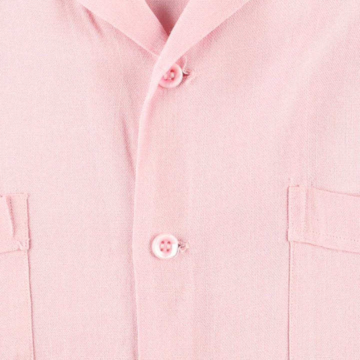 50s-60'S McGREGOR short sleeve open collar linen shirt box shirt made in USA men's size L vintage unclear pink type Vintage Second Hand