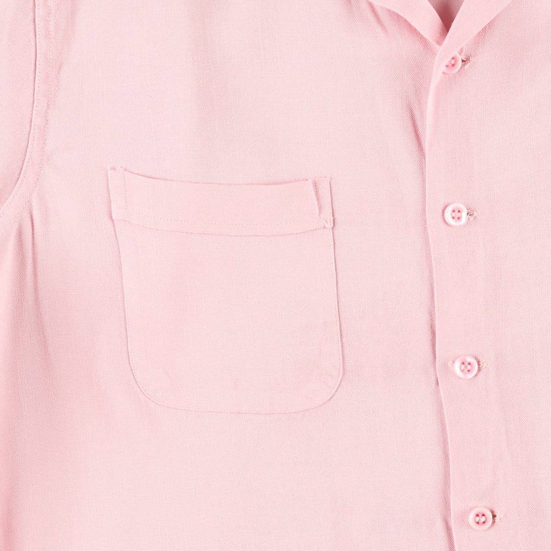 50s-60'S McGREGOR short sleeve open collar linen shirt box shirt made in USA men's size L vintage unclear pink type Vintage Second Hand