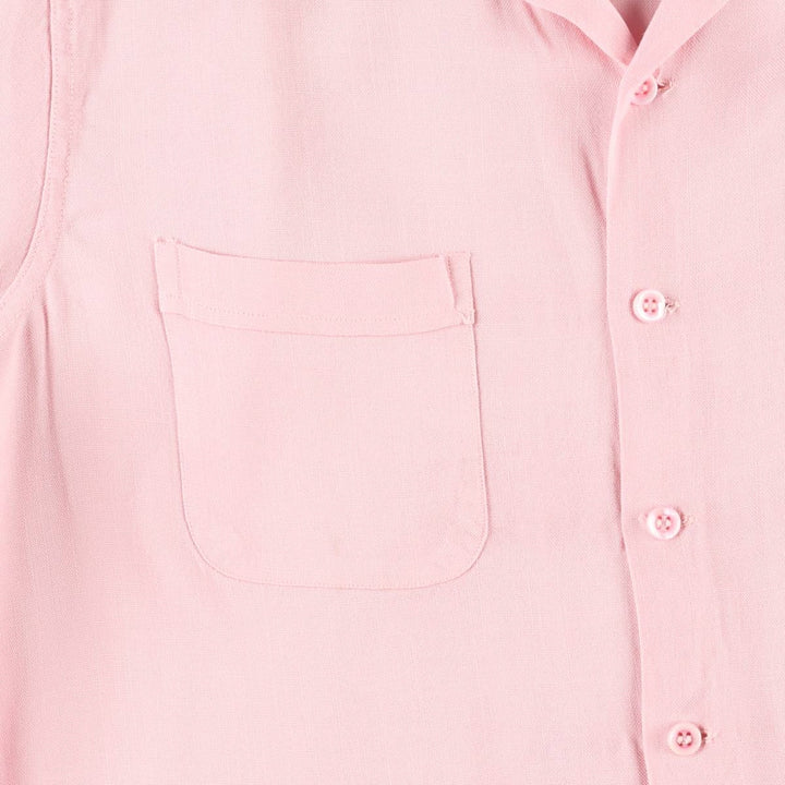 50s-60'S McGREGOR short sleeve open collar linen shirt box shirt made in USA men's size L vintage unclear pink type Vintage Second Hand