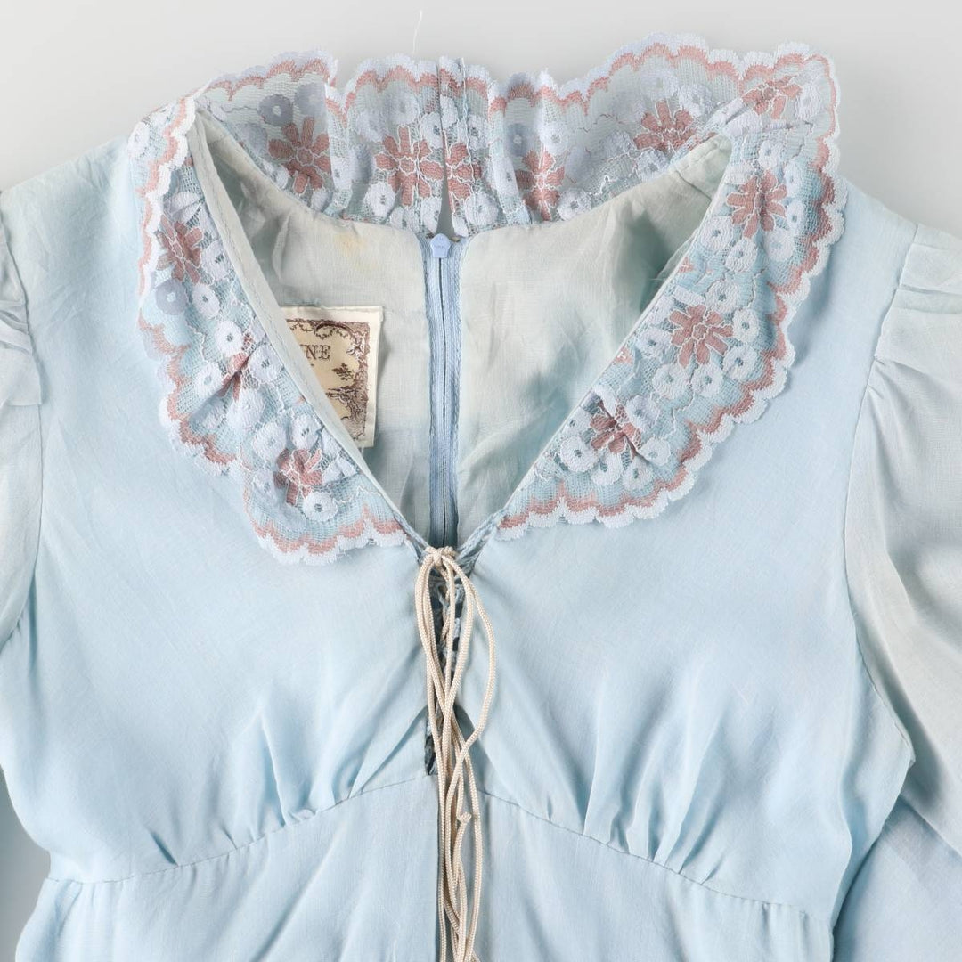 Vintage 1970'S Gunne Sax Jessica ruffled maxi dress with long sleeves, size M. polyester Blue type light blue Vintage Second Hand