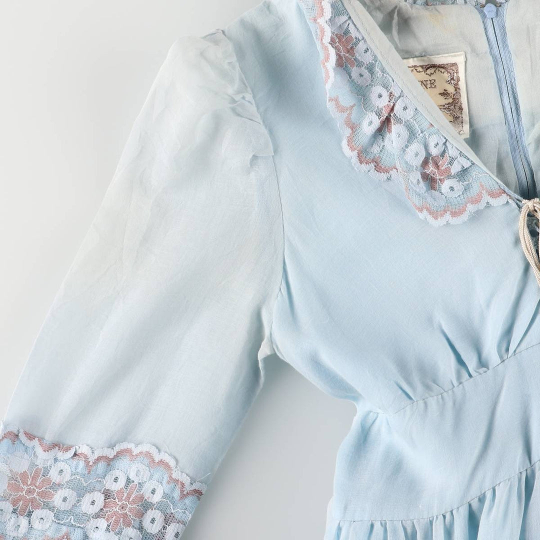 Vintage 1970'S Gunne Sax Jessica ruffled maxi dress with long sleeves, size M. polyester Blue type light blue Vintage Second Hand