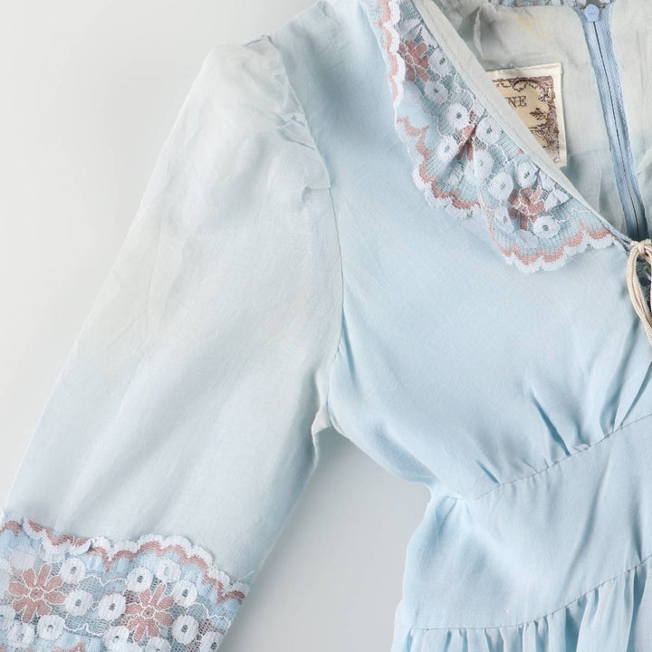 Vintage 1970'S Gunne Sax Jessica ruffled maxi dress with long sleeves, size M. polyester Blue type light blue Vintage Second Hand