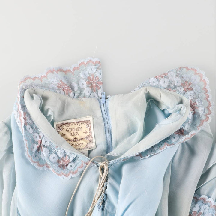 Vintage 1970'S Gunne Sax Jessica ruffled maxi dress with long sleeves, size M. polyester Blue type light blue Vintage Second Hand