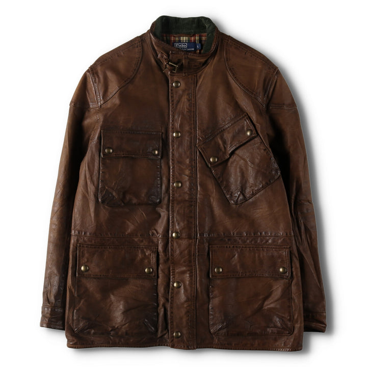 90'S Ralph Lauren POLO by Ralph Lauren Motorcycle Leather Jacket Men's L size Vintage /eva003236