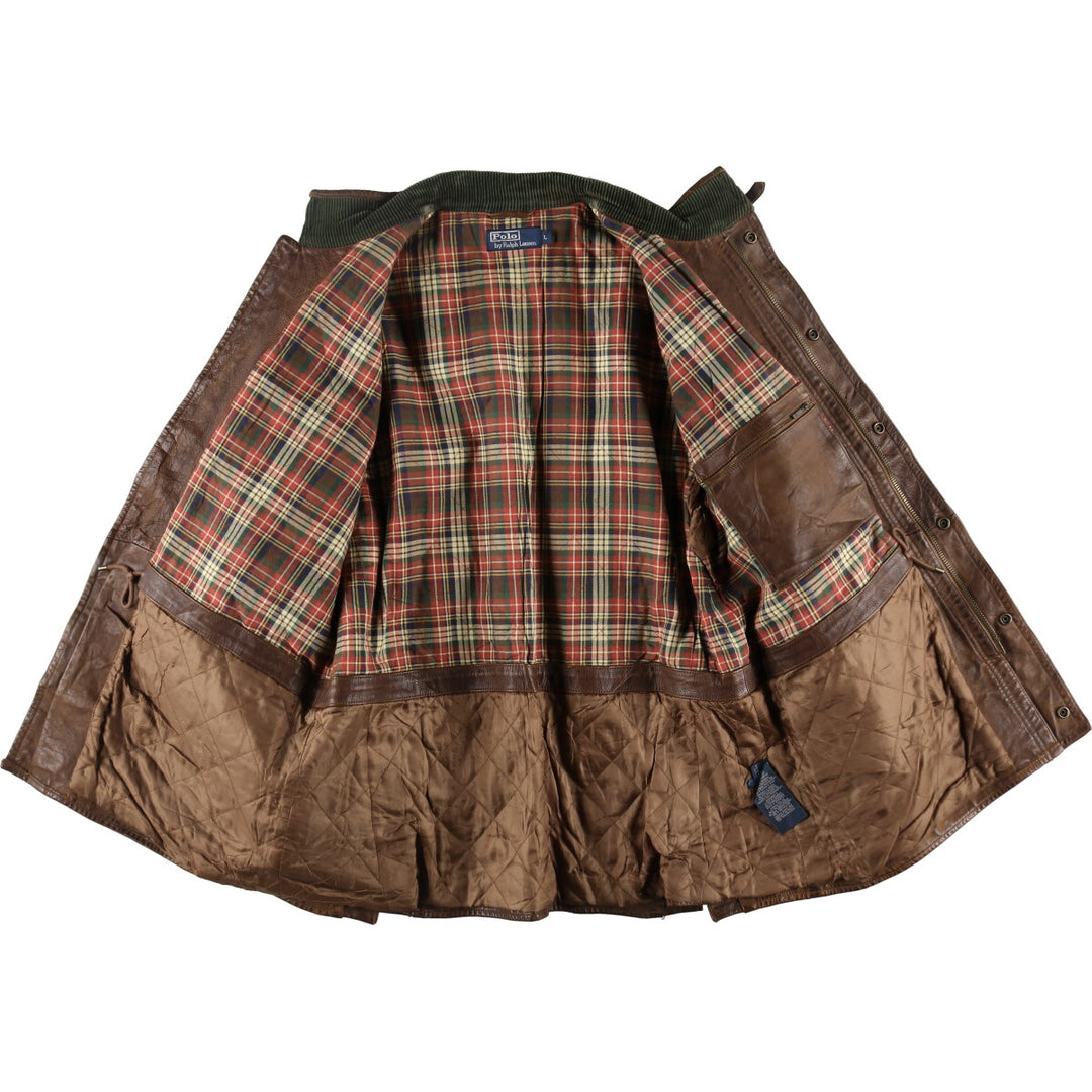 90'S Ralph Lauren POLO by Ralph Lauren Motorcycle Leather Jacket Men's L size Vintage /eva003236