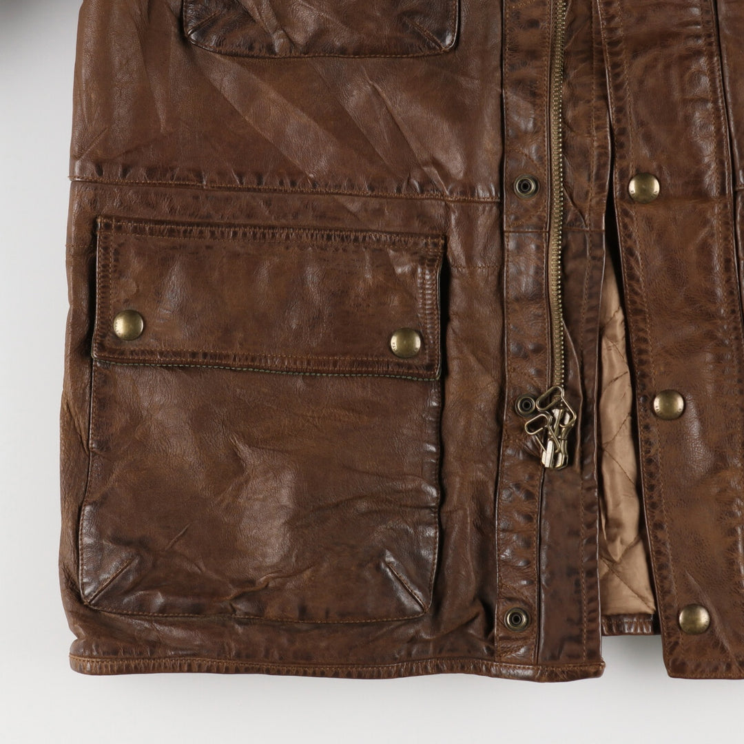 90'S Ralph Lauren POLO by Ralph Lauren Motorcycle Leather Jacket Men's L size Vintage /eva003236