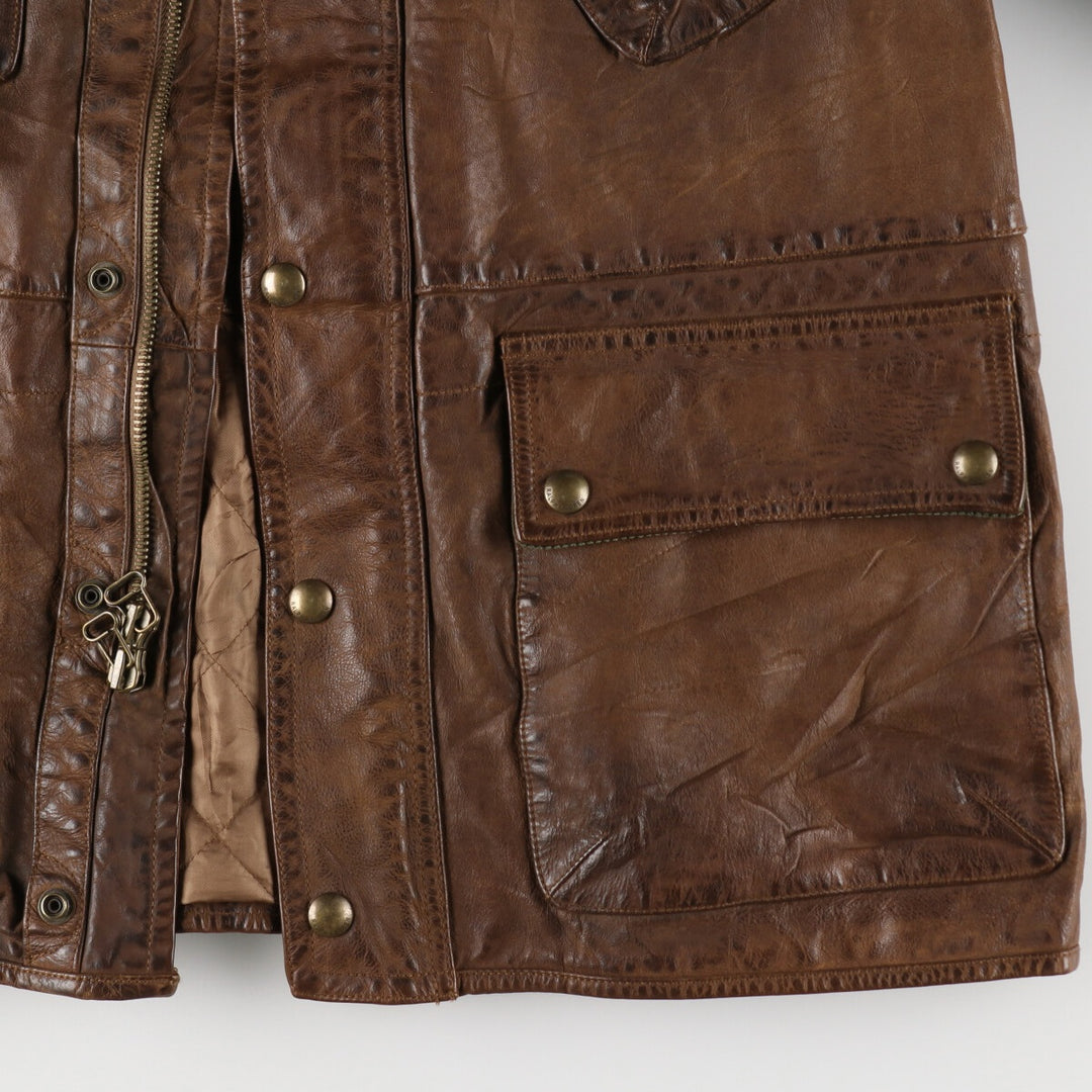 90'S Ralph Lauren POLO by Ralph Lauren Motorcycle Leather Jacket Men's L size Vintage /eva003236