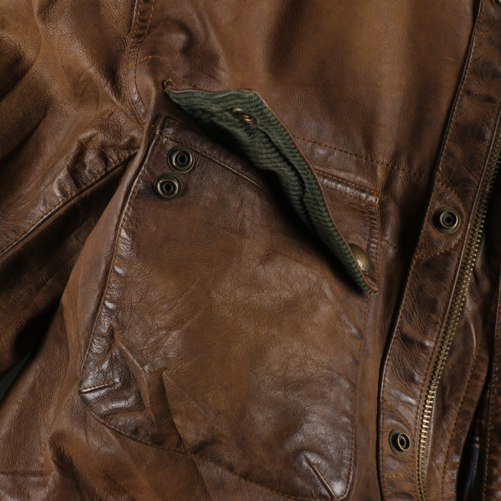 90'S Ralph Lauren POLO by Ralph Lauren Motorcycle Leather Jacket Men's L size Vintage /eva003236
